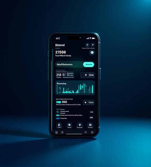 Interface do App Bancário Pena & Pixel em modo escuro