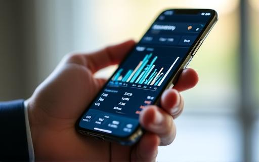 Gráfico de análise financeira no smartphone